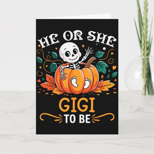 Carte He Or She Gigi To Be Halloween Skeleton Baby Revea (Devant)