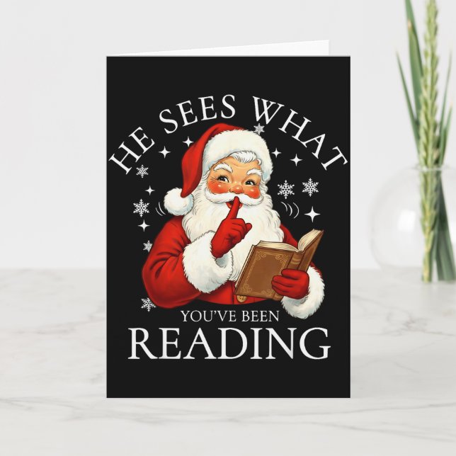 Carte He Sees What You've Been Reading Funny Bookish Chr (Devant)