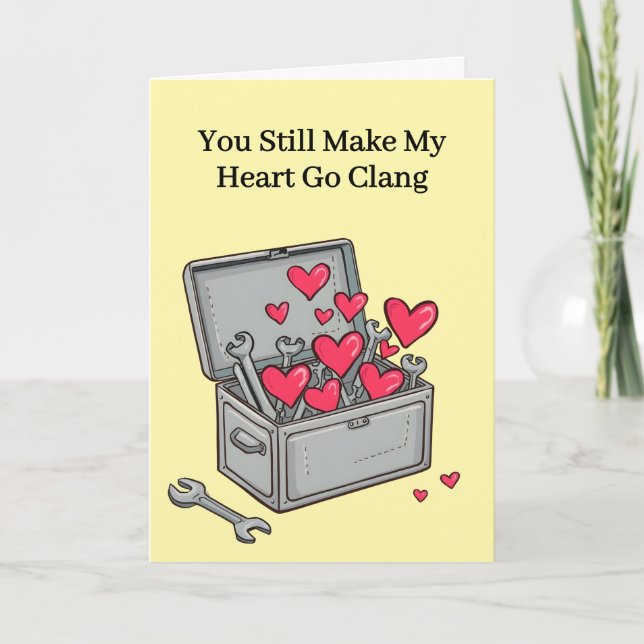 Carte Heart Goes Clang Tin Toolbox 10th Wedding Annivers (Devant)