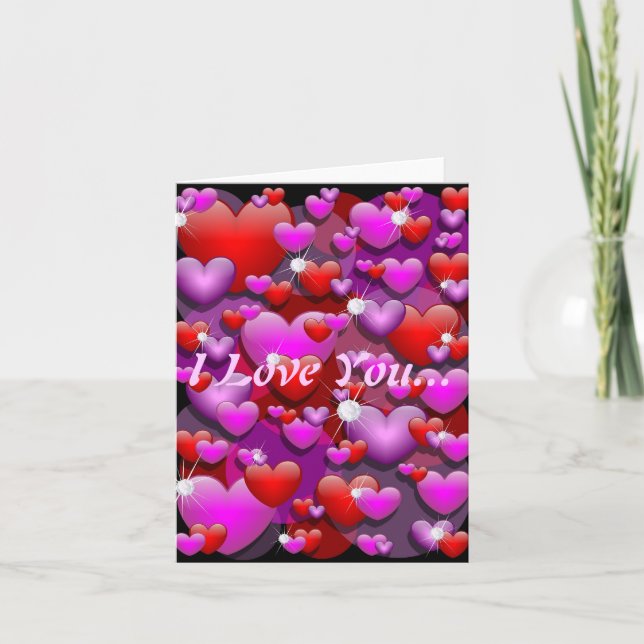 Carte Heart Love and Diamonds "I Love You" (Devant)