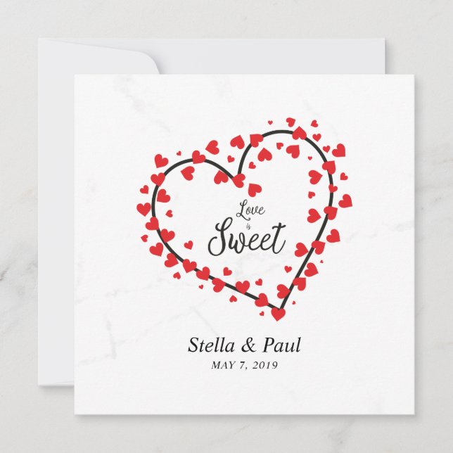 Carte Heart with Hearts Love is Sweet Quote Design (Devant)