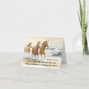 Carte Hébreux 12:1 Courez avec Endurance Bible Horse