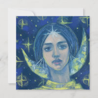 Hecate, Déesse Lune Pastel Peinture Imaginaire Art