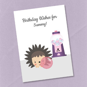Carte Hedgehog Bubble Gum voeux d'anniversaire