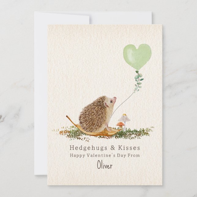 Carte Hedgehugs & Kisses Hedgehog Champignons Valentine (Devant)