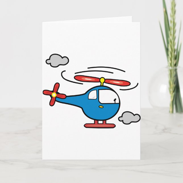Carte Hélicoptère bleu et rouge (Devant)