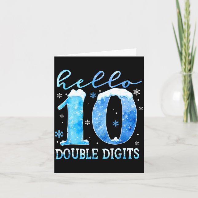 Carte Hello 10 Double Digits Snowflakes Winter Christmas (Devant)