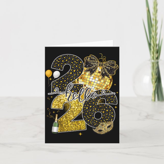 Carte Hello 2026 Happy New Year Disco Ball Nye Countdown (Devant)