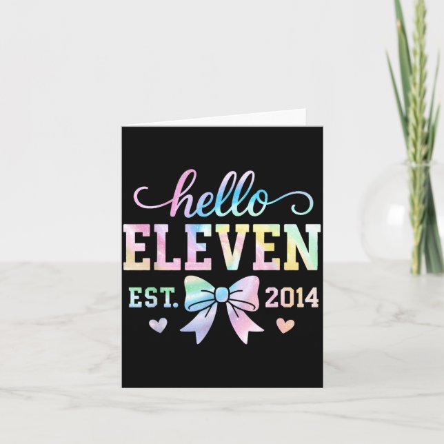 Carte Hello Eleven Est 2014 Coquette Bow 11th Birthday G (Devant)
