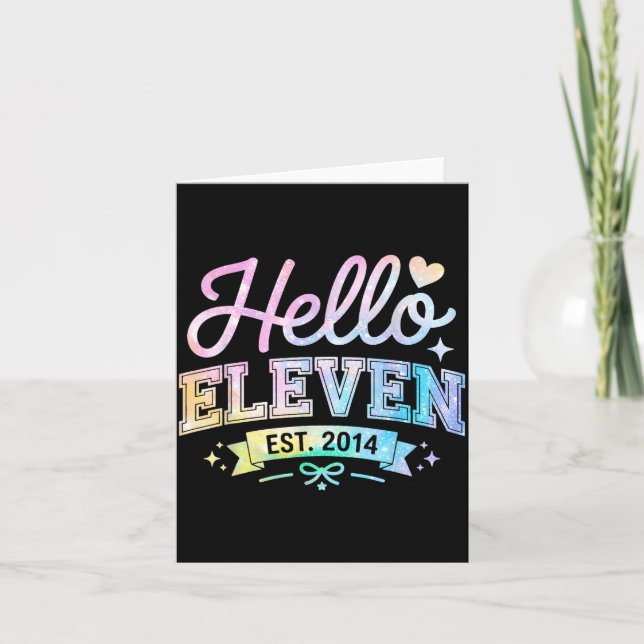 Carte Hello Eleven Est 2014 Coquette Bow 11th Birthday G (Devant)