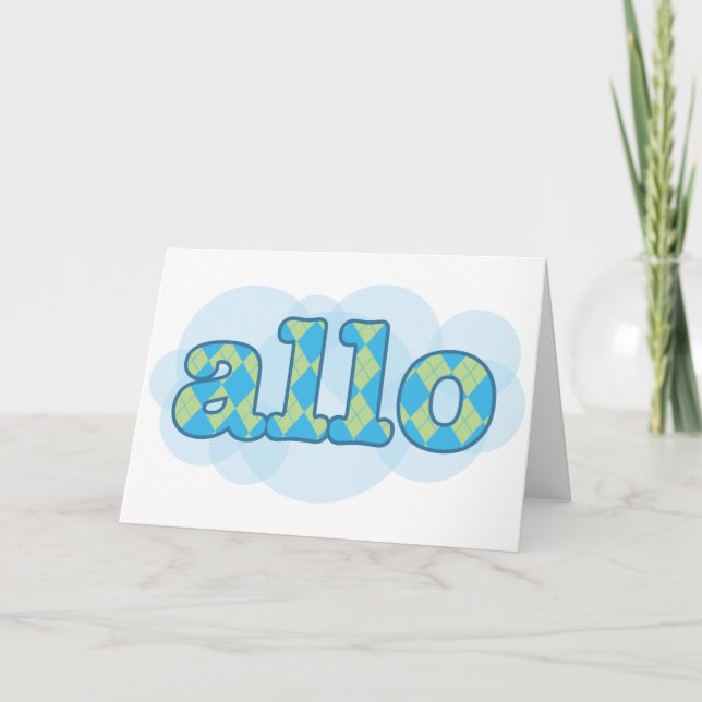Carte Hello in french allo in argyle (Devant)