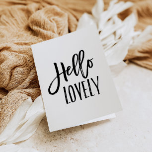 Carte Hello Lovely   Vierge de typographie chic