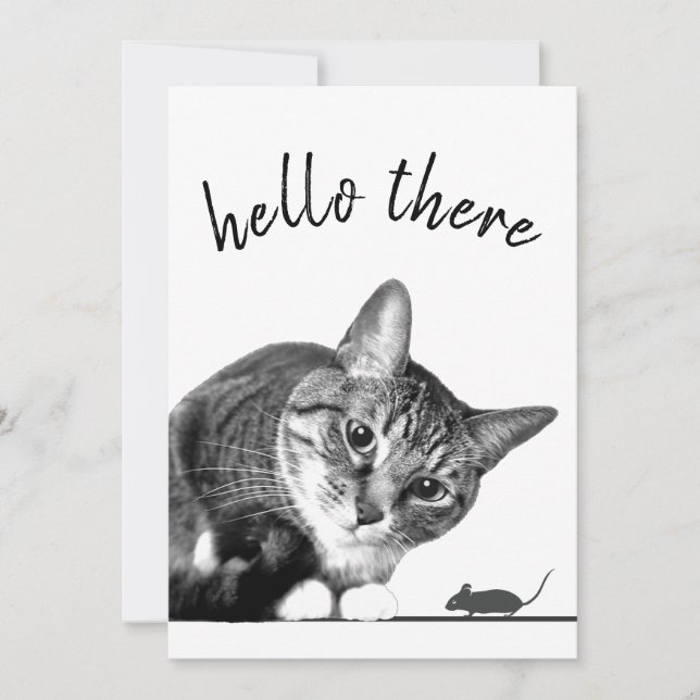 Carte Hello There & Goodbye Chat et souris mignonet drôl (Devant)