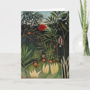 Carte Henri Rousseau - Singes et perroquets en Forêt Vie