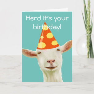 Carte Herd C'est ton anniversaire d'une chèvre drôle