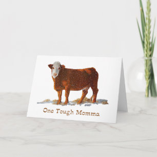 Carte Hereford Cow : Un Momma Difficile : Fête des mères