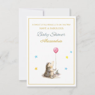 Carte Hérisson à nom personnalisé avec une Baby Shower b