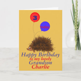 Carte Hérisson dessin animé Anniversaire Grand-fils ajou