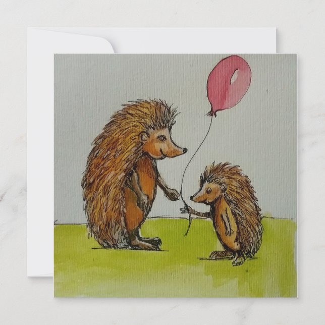 Carte Hérisson d'illustration pour enfants tenant un bal (Devant)