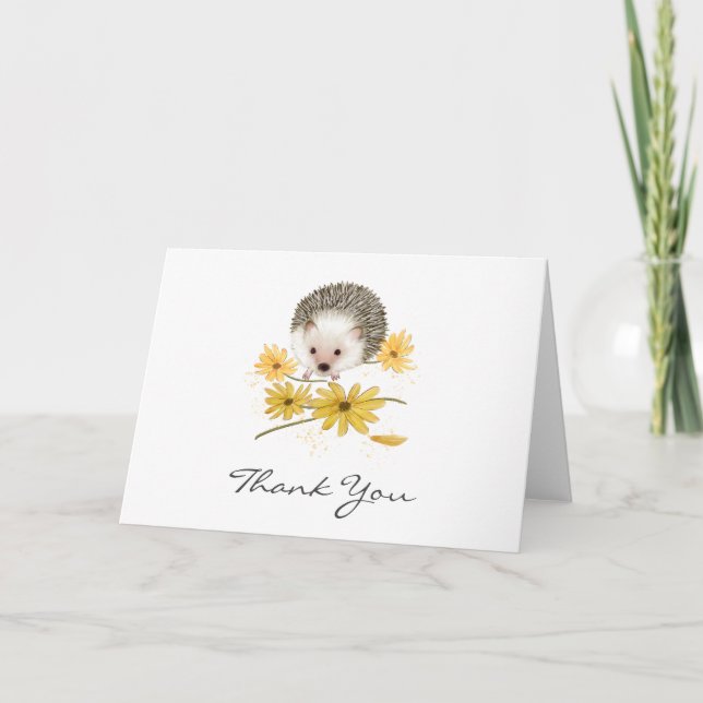 Carte Hérisson floral personnalisé plié (Devant)