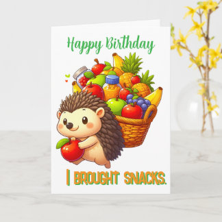 Carte Hérisson Kawaii Avec Panier de Fruits Joyeux Anniv