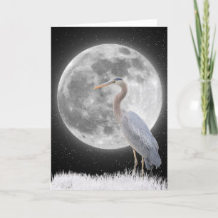 Carte Heron Gris Avec Pleine lune