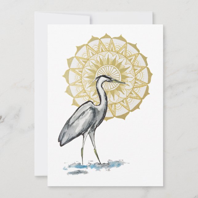 Carte Heron Mandala Large Flat Note (Devant)