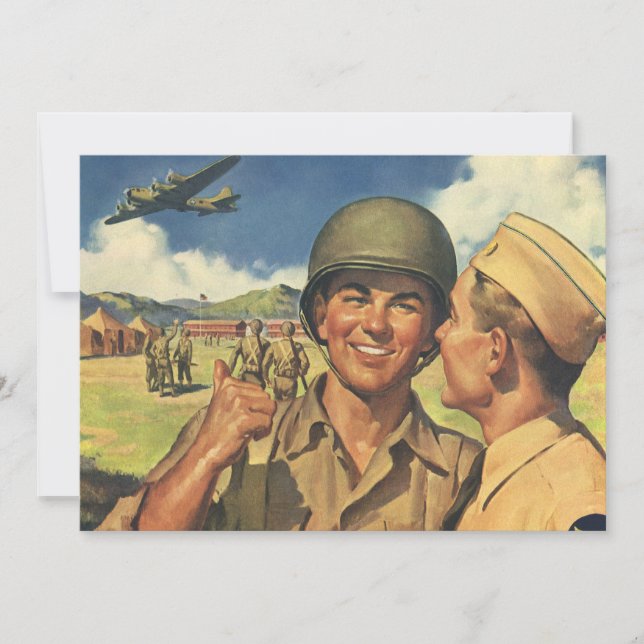 Carte Héros patriotiques vintage, hommes d'avion militai (Devant)