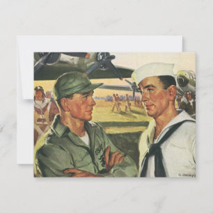Carte Héros patriotiques vintages, hommes militaires en