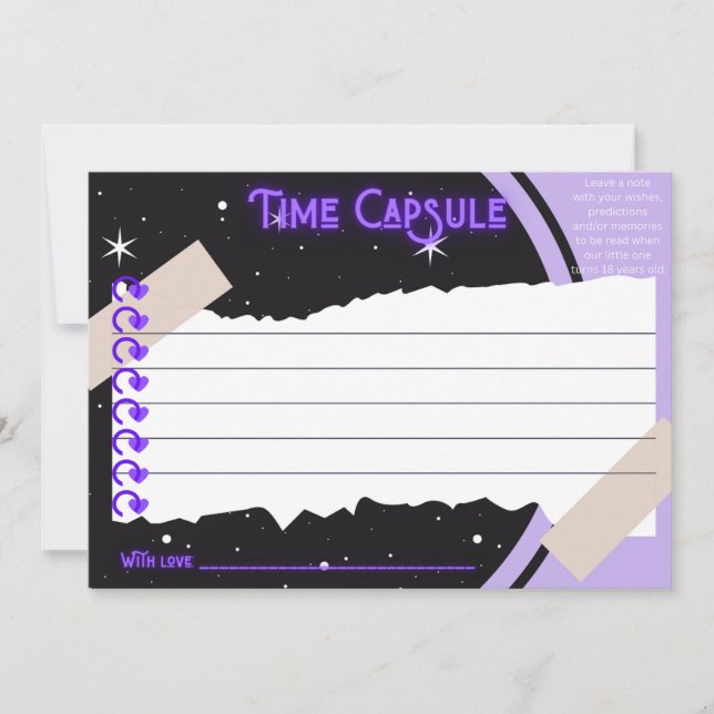 Carte Heure Capsule 1er anniversaire (Devant)