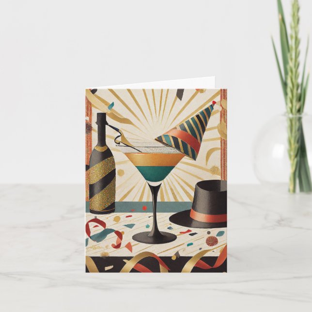 Carte Heure Cocktail Mi-Siècle - Nouvel An (Devant)