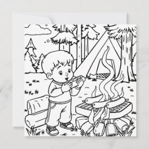 Carte Heure du dîner   Page de coloriage du camping pour