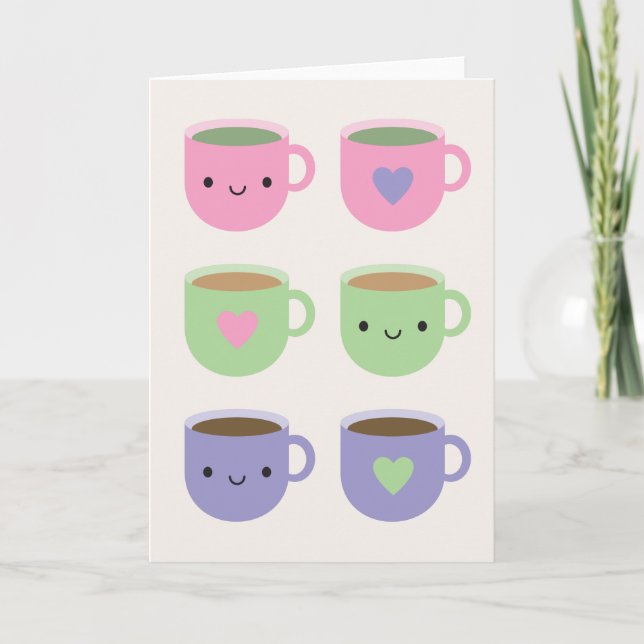 Carte Heure du thé - Kawaii Cup de thé (Devant)