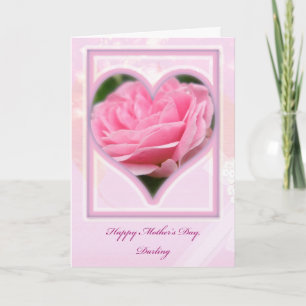 Carte heureuse chérie du jour de mère de rose de