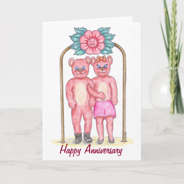 Carte heureuse d'anniversaire d'ours de nounours (Devant)