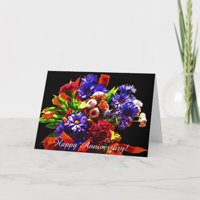 Carte heureuse de bouquet d'anniversaire (blanc à (Devant)