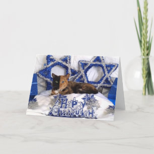 Carte heureuse de Chanukah de chat de visage de