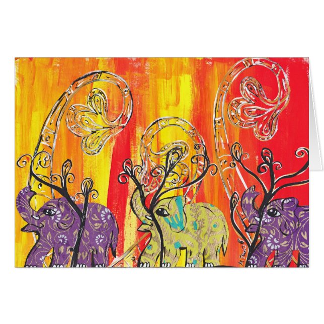 Carte heureuse de défilé d'éléphant (Devant horizontal)