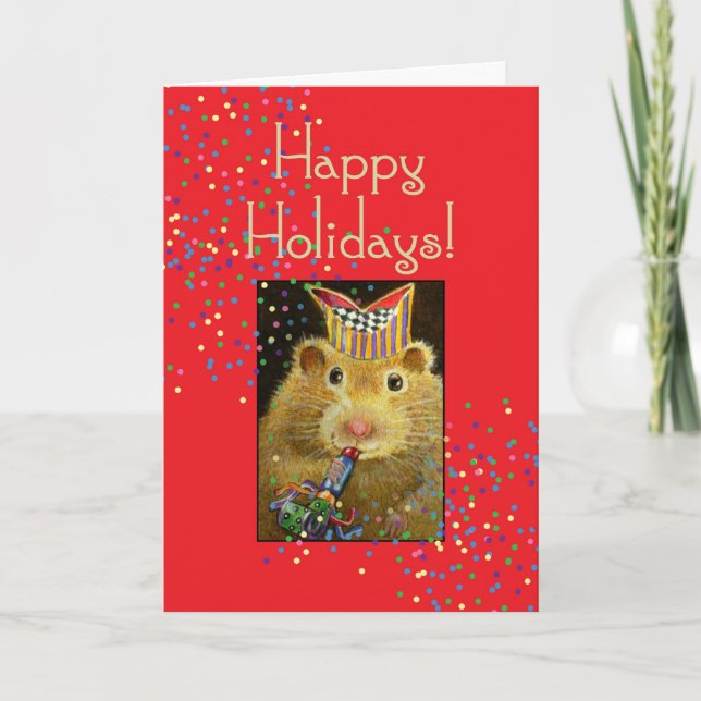 Carte heureuse de hamster de vacances (Devant)
