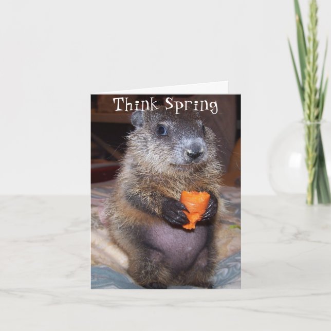 Carte heureuse de jour de Groundhog avec le bébé (Devant)