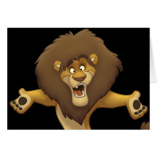 Carte heureuse de lion (blanc à l'intérieur)