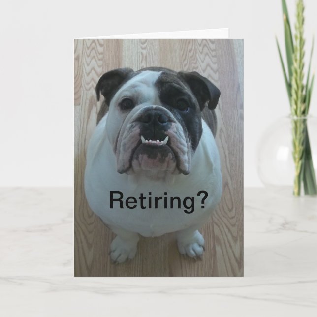 Carte heureuse de retraite de bouledogue anglais ! (Devant)