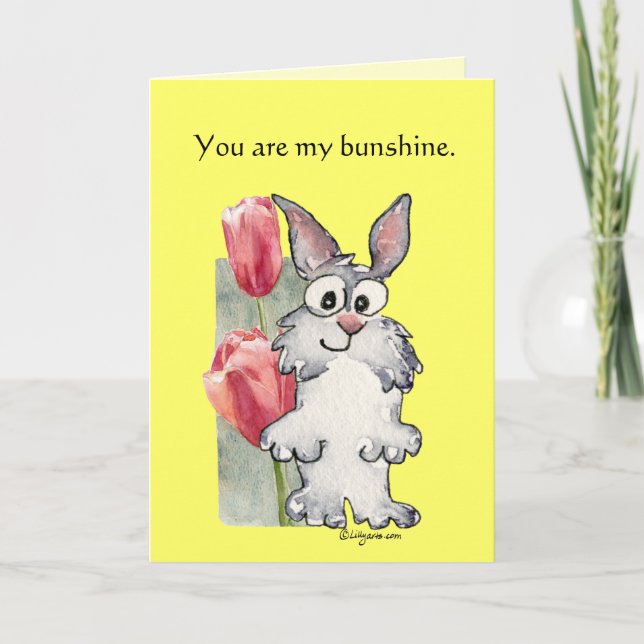 Carte heureuse de tulipe de lapin de Pâques (Devant)