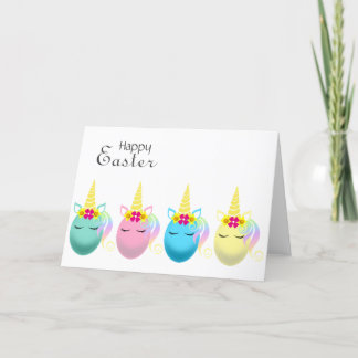 Carte heureuse d'oeufs de licorne de Pâques