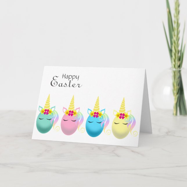 Carte heureuse d'oeufs de licorne de Pâques (Devant)