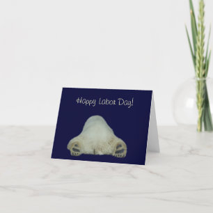 Carte heureuse d'ours blanc de Fête du travail
