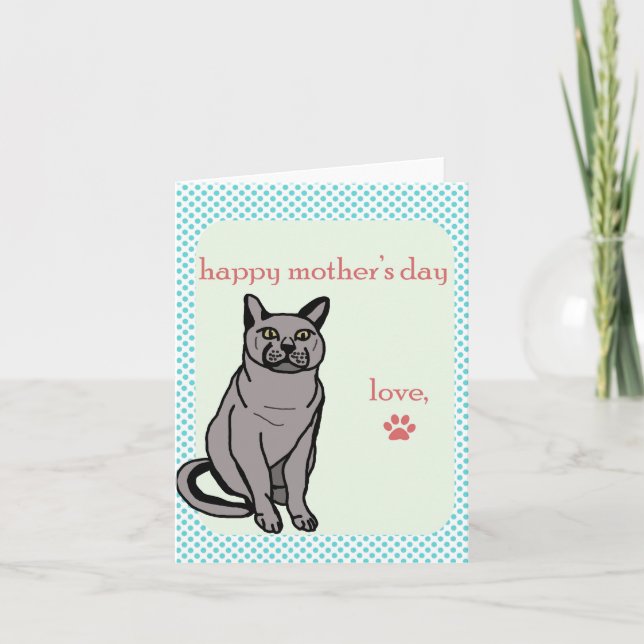 Carte heureuse du jour de mère de chat (Devant)