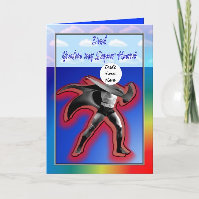 CARTE HEUREUSE FÊTE DES PÈRES SUPER HERO PAPA (Devant)