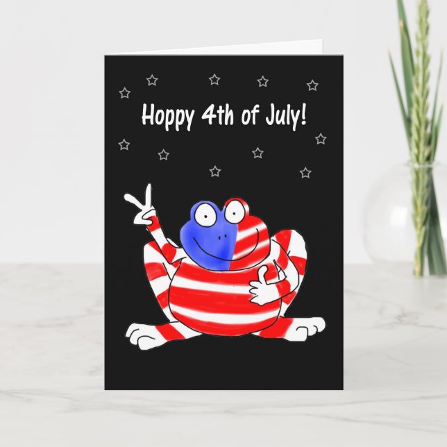 Carte Heureuse Grenouille Hoppy Paix 4 juillet Indépenda (Devant)