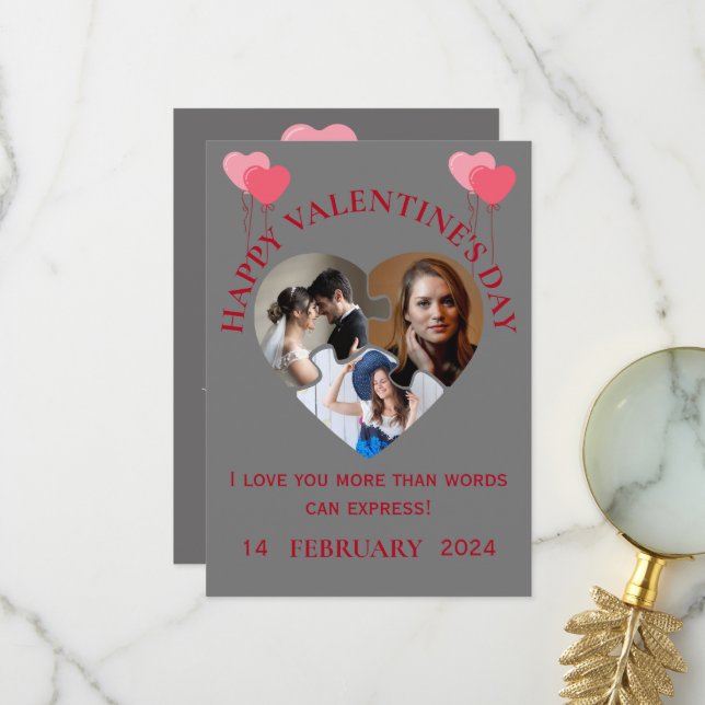 Carte Heureuse Sainte-Valentin (Devant/Arrière en situation)